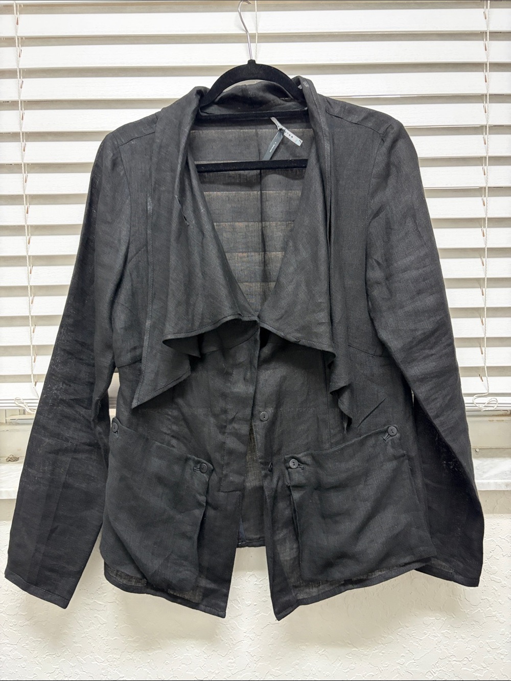 Sarah Pacini Black Draped Front Blazer Jacket